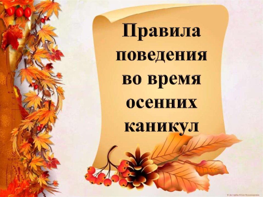 Күзгі демалыс кезіндегі тәртіп  ережелері/ Правила поведения во время осенних каникул