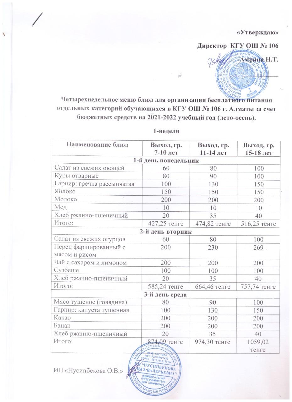 ТАМАҚТАНУ/ Питание