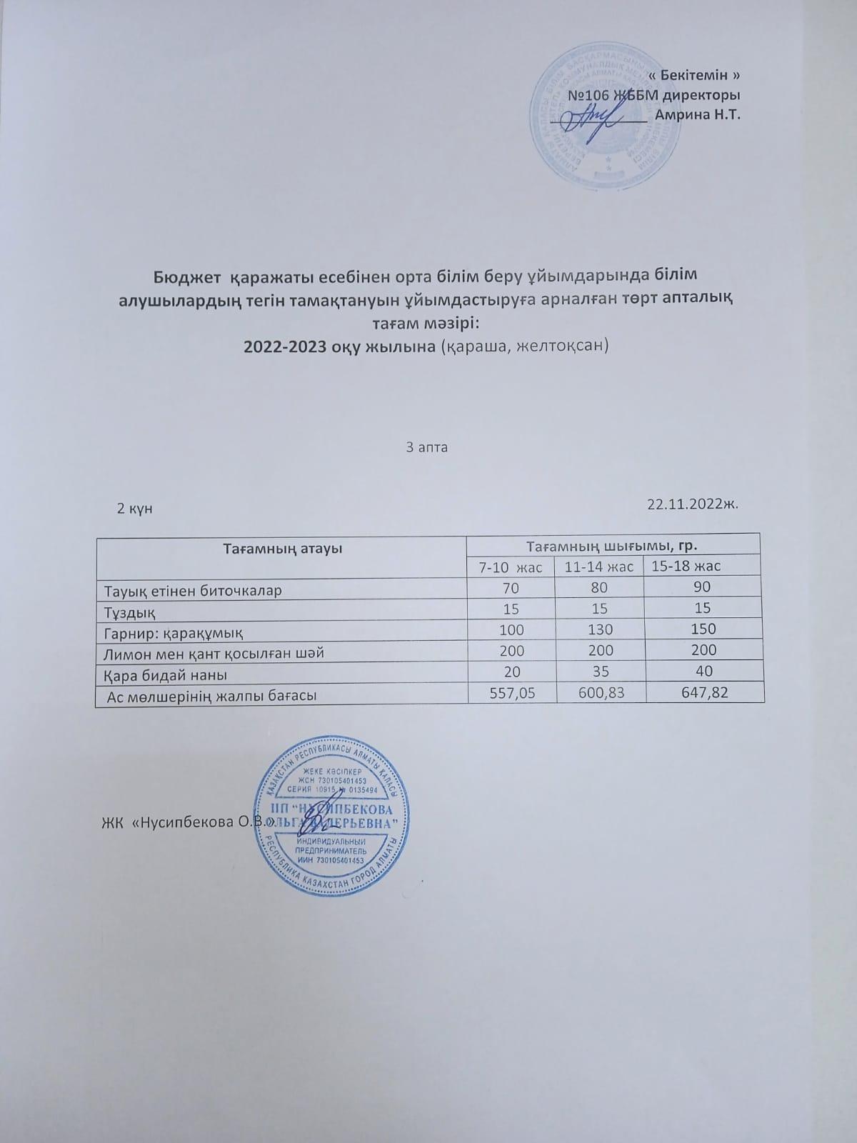Ас мәзірі-22.11.2.22. Меню- 22.11.2022