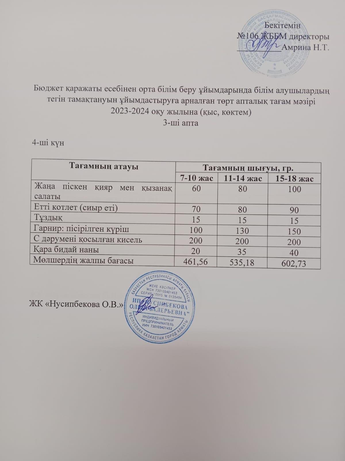 Ас мәзірі/Меню-21.12.2023