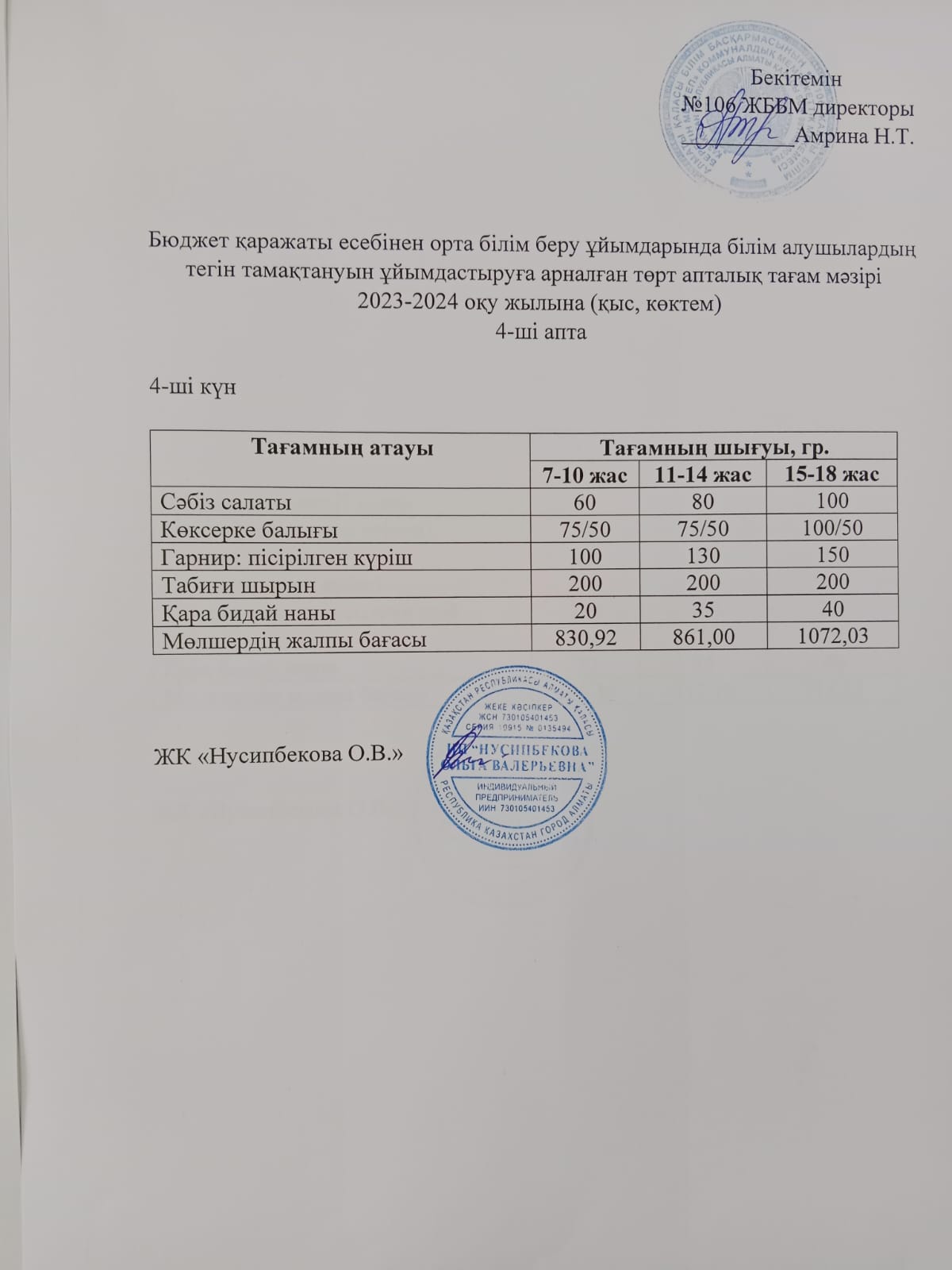 Ас мәзірі/Меню-28.12.2023