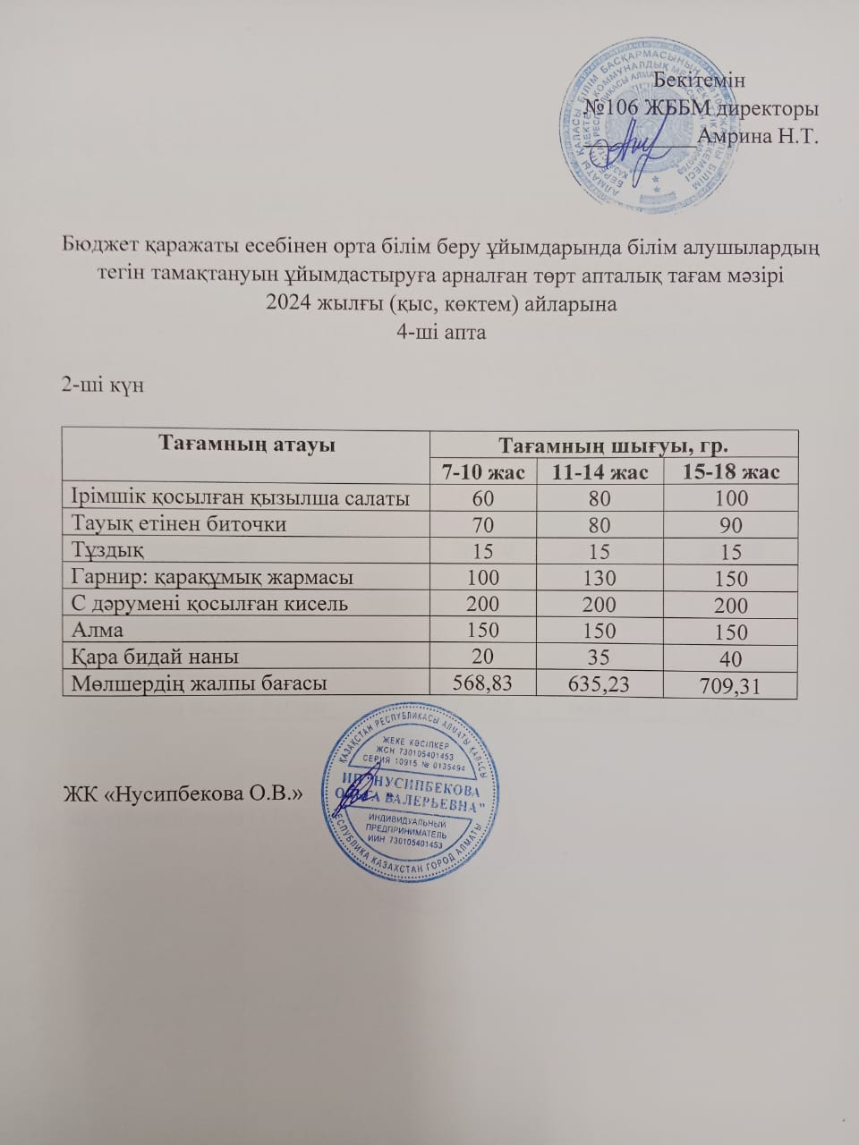 Ас мәзірі/Меню-30.01.2024