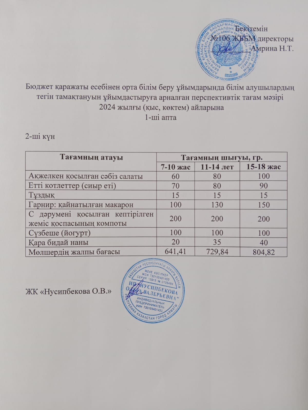 Ас мәзірі/Меню-06.02.2024