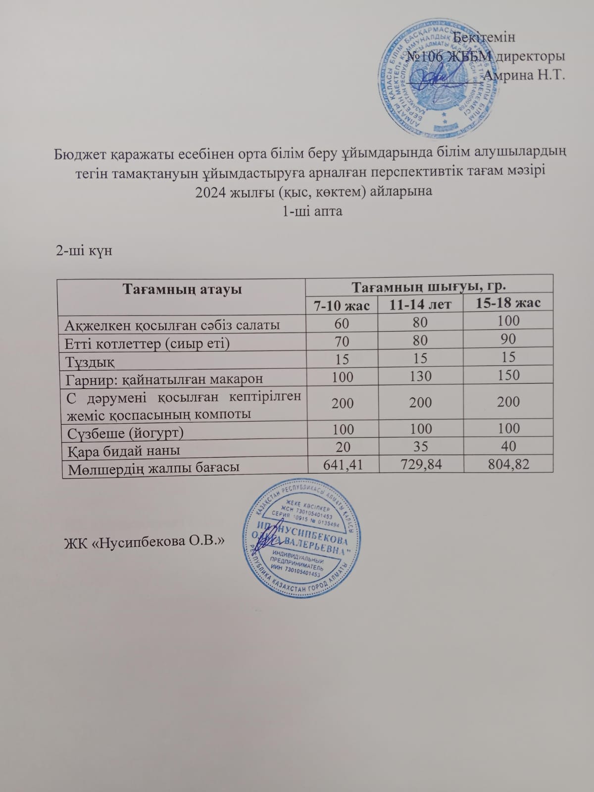 Ас мәзірі/Меню-05.03.2024